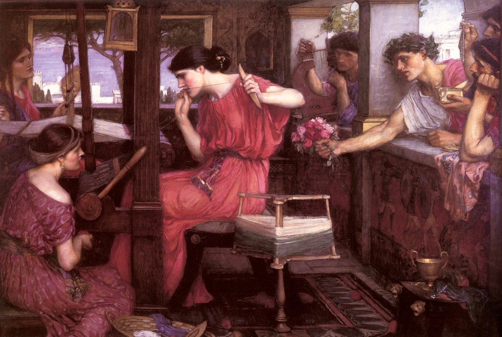 Penelope and her suitors Waterhouse