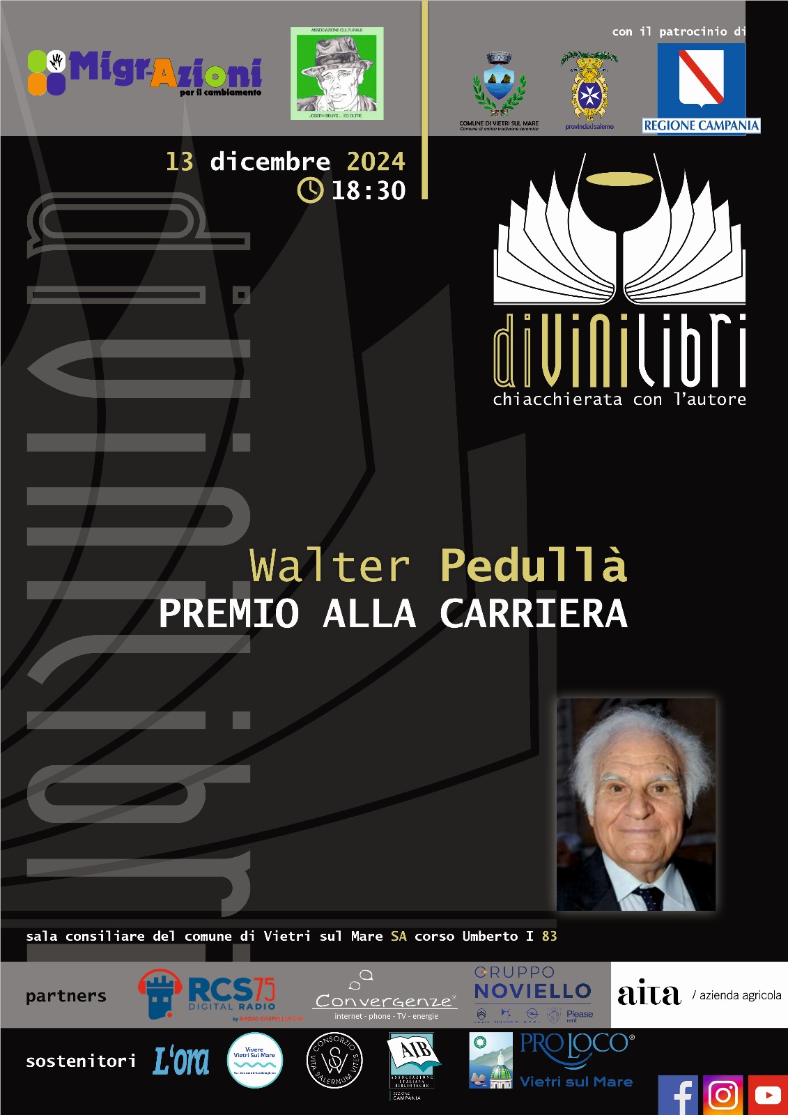 “DiVini Libri Chiacchierata con l’Autore”: premio alla Carriera a Walter Pedullà.